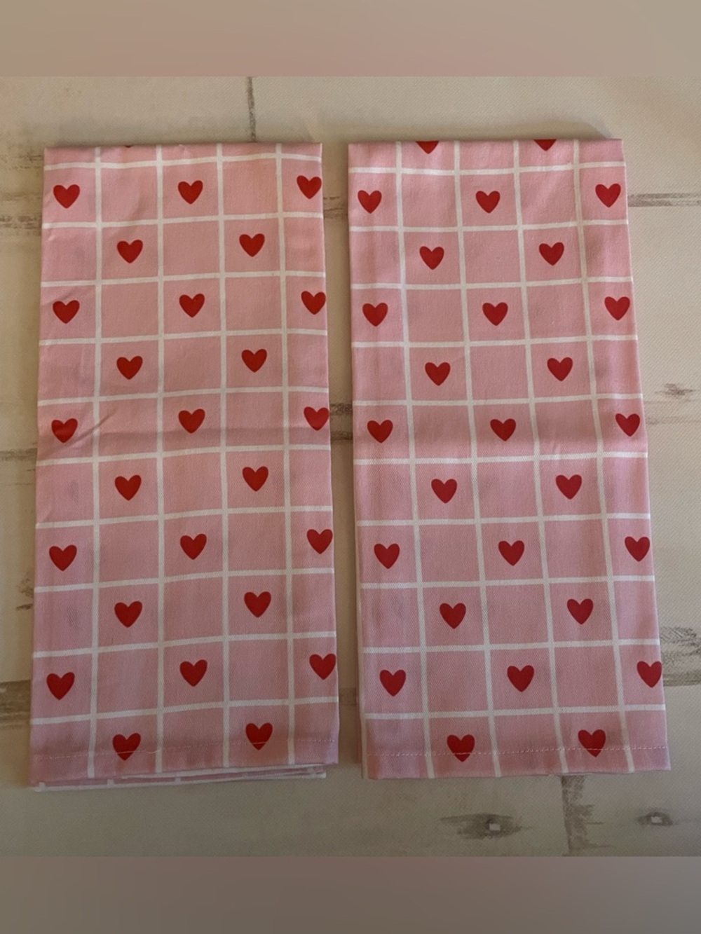 CBK Cottagecore Pink Hearts Tea Towels